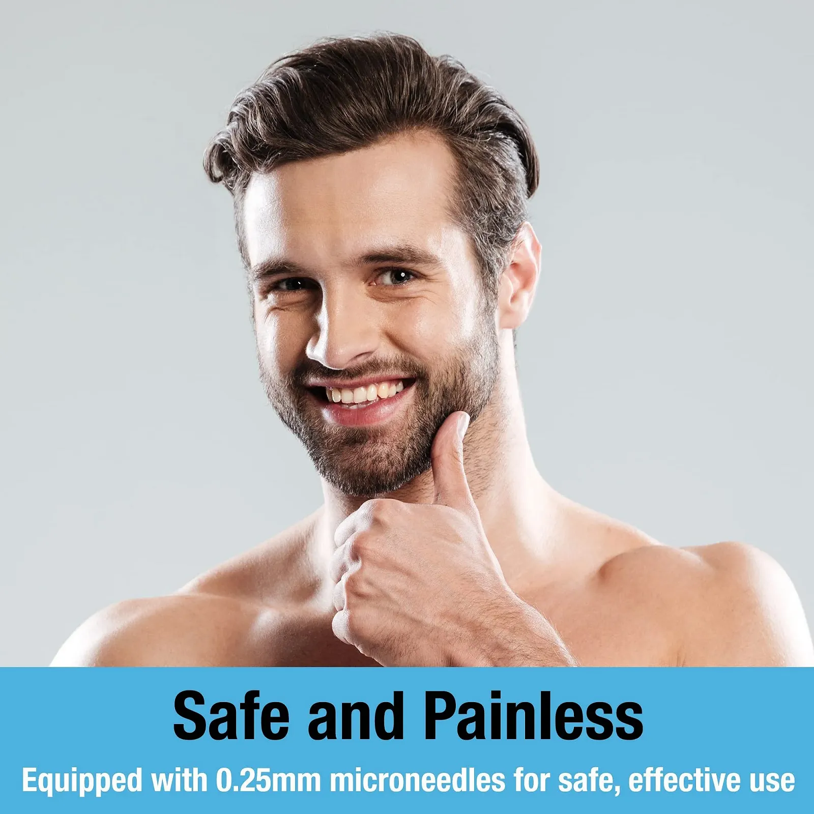 Дермаролер Tilcare для бороди та росту волосся, титановий, 0,25 мм, фото №3