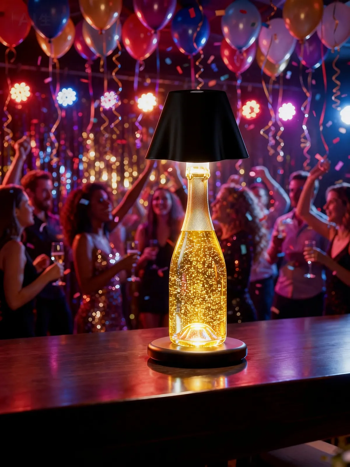 Насадка-лампа для пляшки LED Type C RGB Чорна, фото №7