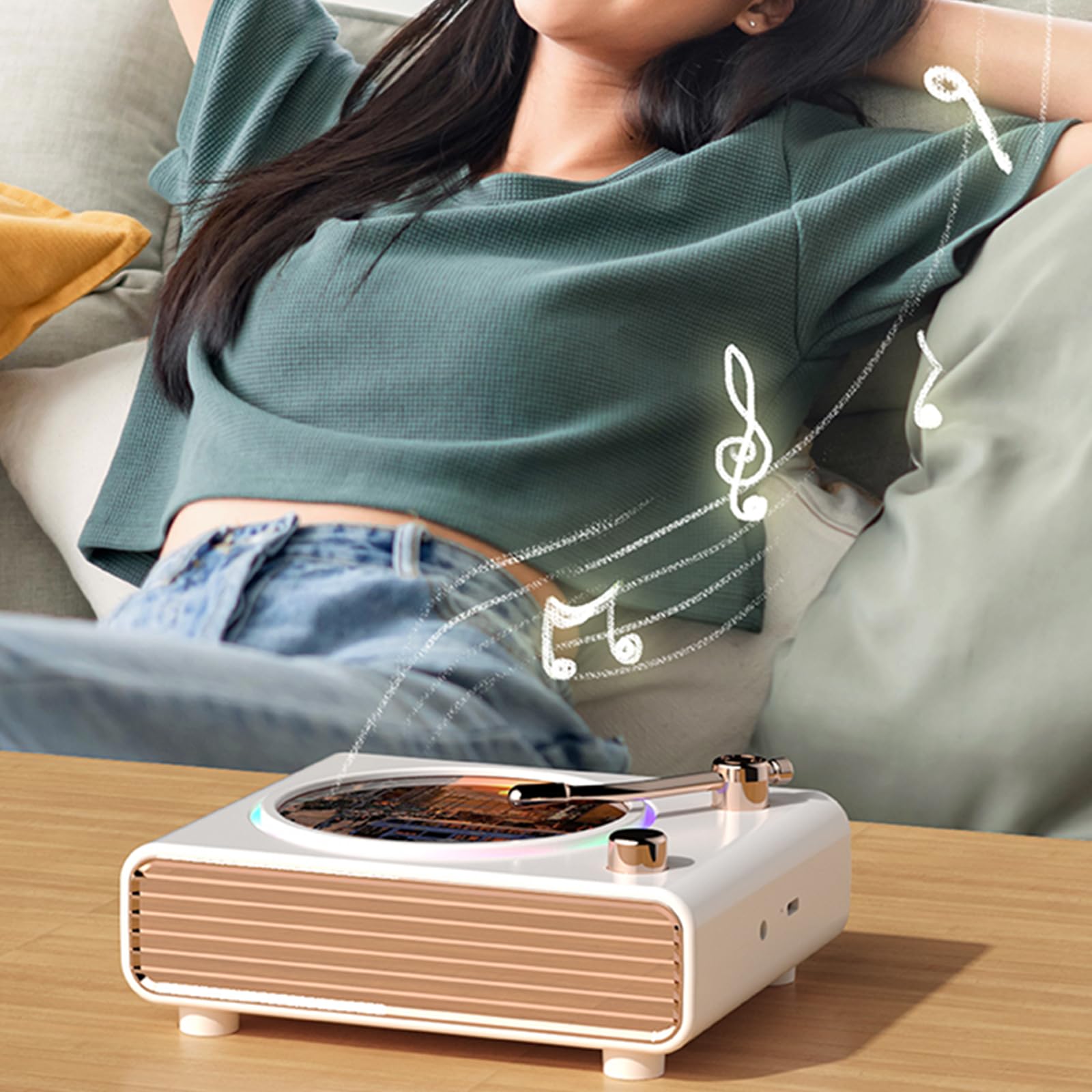 Bluetooth Плеєр Музичний Портативний Desktop Player Bluetooth 5.0 Вбудований Подвійний HiFi Динамік, фото №1
