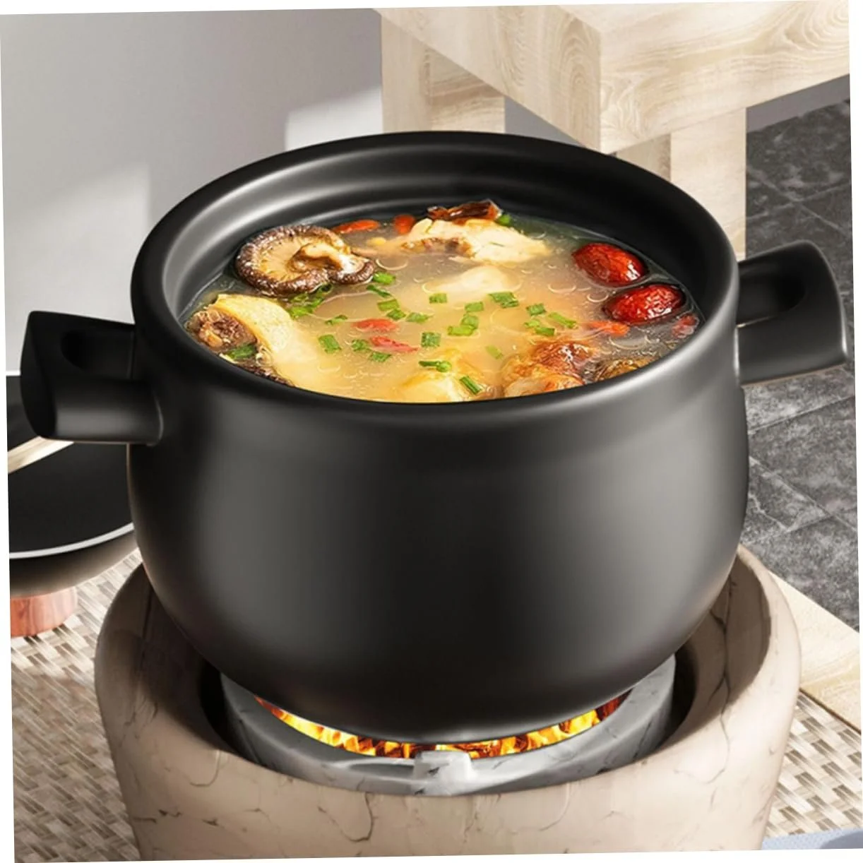 Каструля керамічна Sosoport велика антипригарна з кришкою для газової плити, фото №8