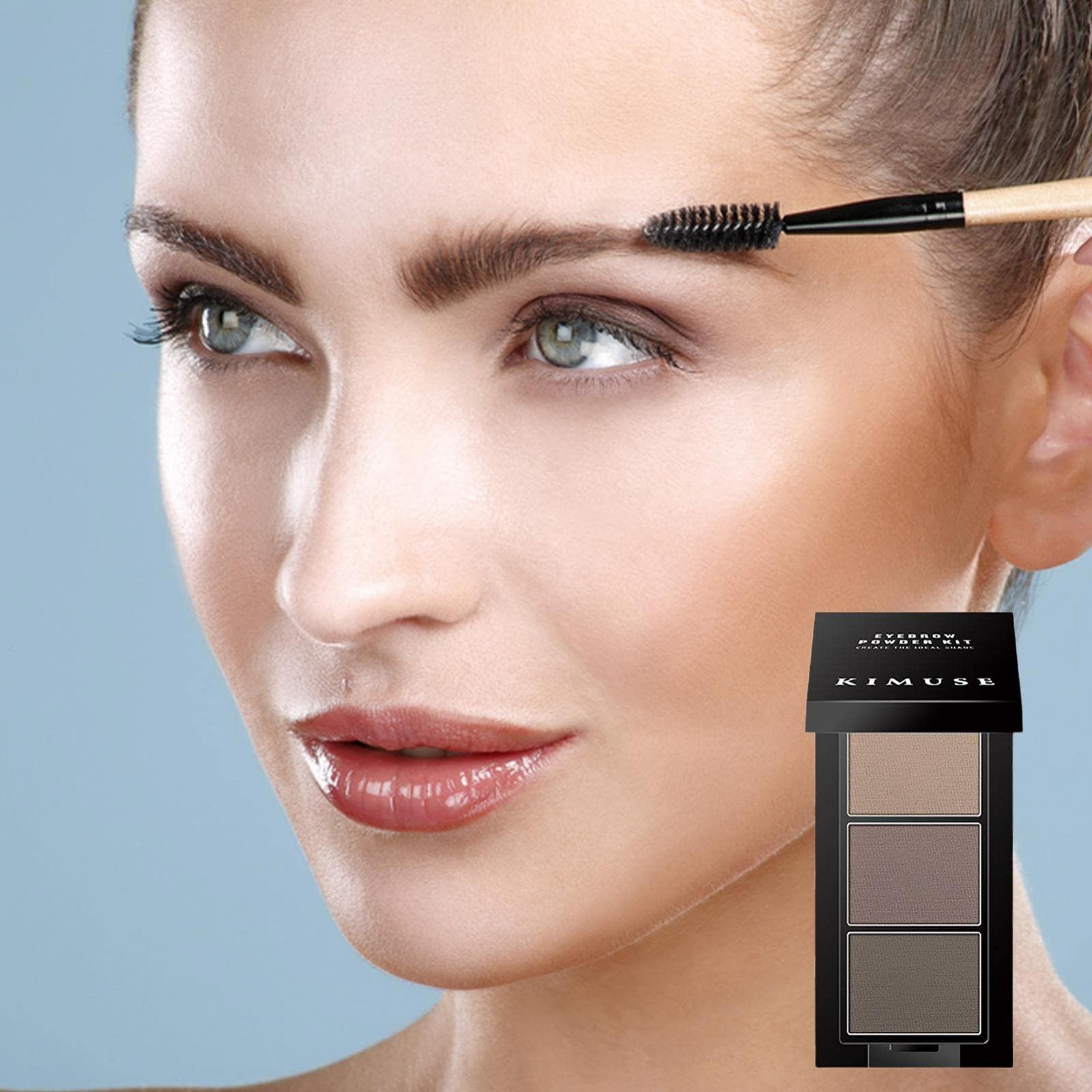 Пудра для бровей 3 Color Eyebrow Powder Set двухсторонняя кисточка водостойкая, фото №2