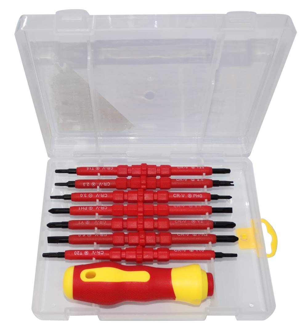 Отвёртка AERZETIX C41158 с 7 изолированными битами Double Flat Phillips Torx Tri-Wing, фото №1