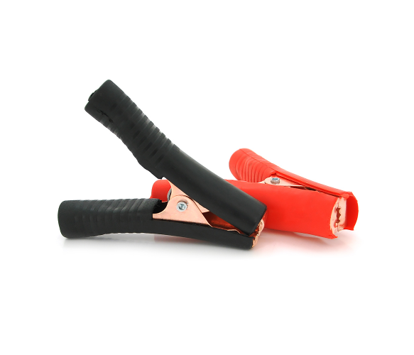 Набір акумуляторних затишок 100А 90 мм крокодилі червоний чорний з щільною гумовою шкірою, фото №1