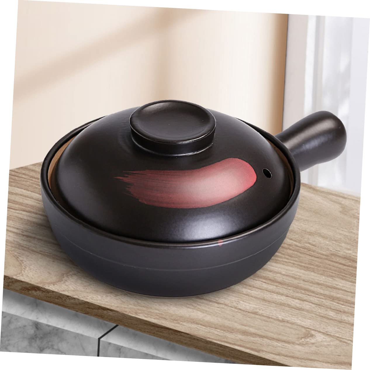 Кастрюля с крышкой глиняная с ручкой для плиты, фото №3