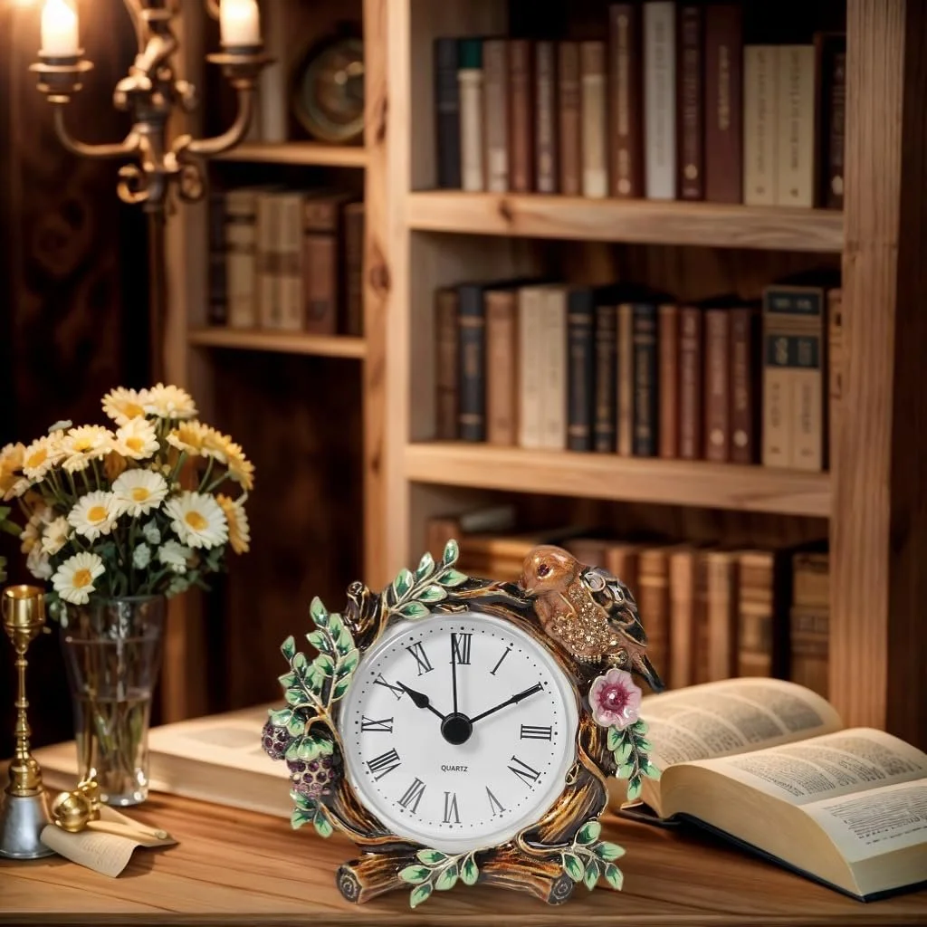 Настольные часы thewense Цветочные Декоративные Античное золото, фото №6