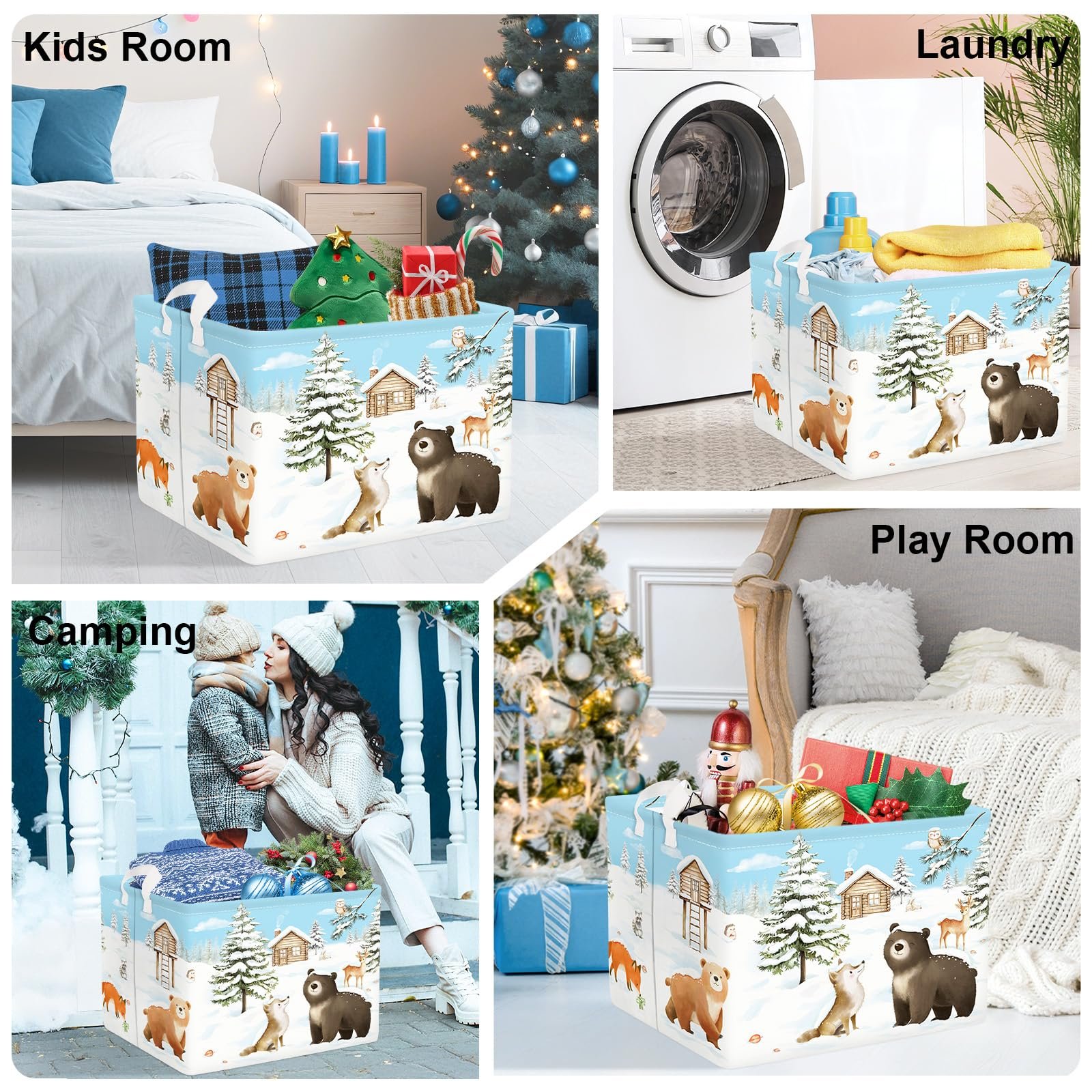 Корзина для игрушек HUUMONSS Winter Forest Animals для мальчиков и девочек 36 л, фото №7