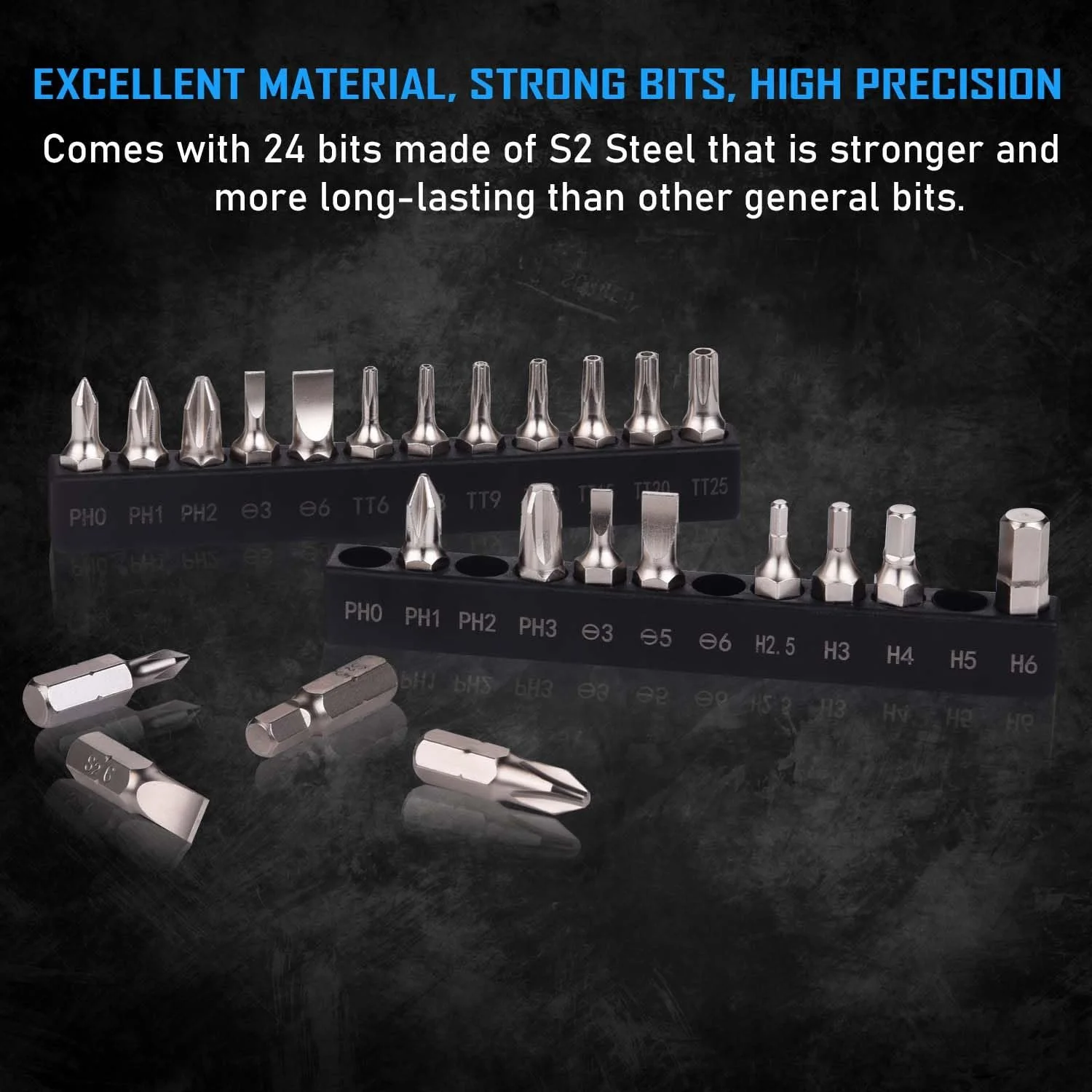 Міні-тріскачка та набір біт 25-в-1 S2 Steel 1/4 дюйма Hex Shank 36 зубів Магнітна 90 градусів, фото №7