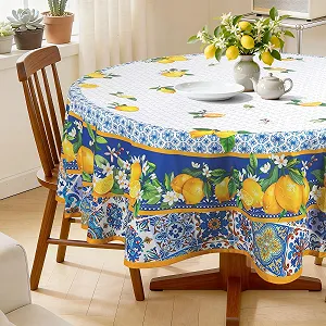 Скатертина Mediterranean Lemon кругла водовідштовхувальна 180 x 180 см - Фото 1