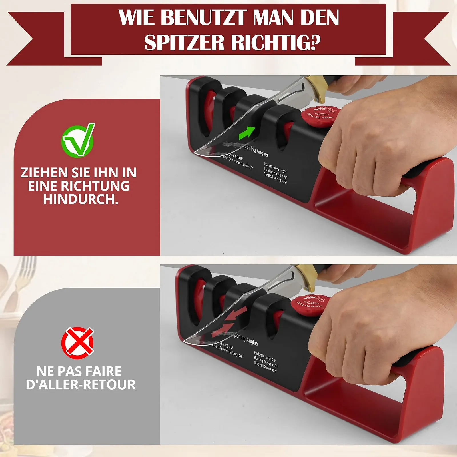 Точило для ножів Professional ручна 4-в-1 з регульованим кутом Ceramic Stone Tungsten Carbide Diamond нековзна, фото №5