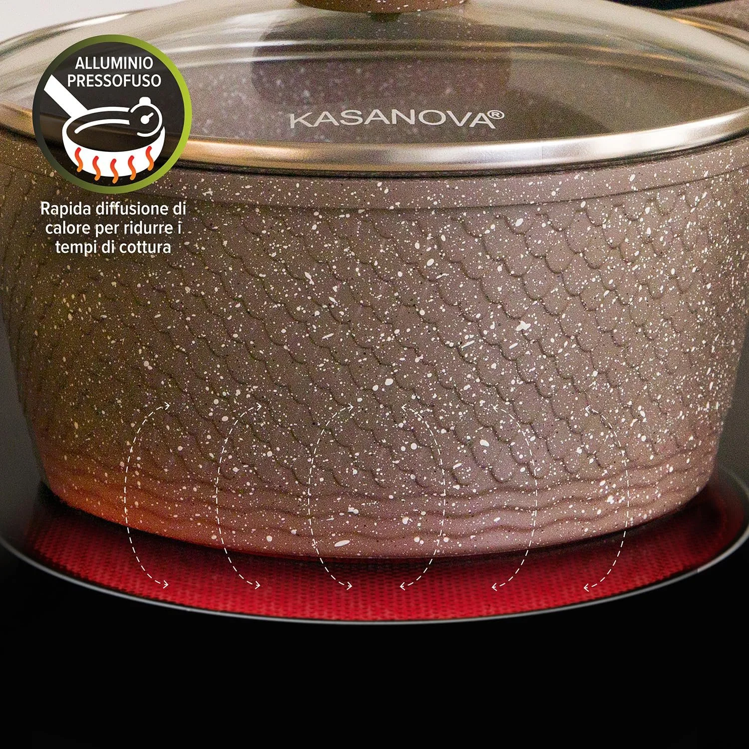 Каструля для запікання KASANOVA 28 см антипригарна з коричневою кришкою, фото №7