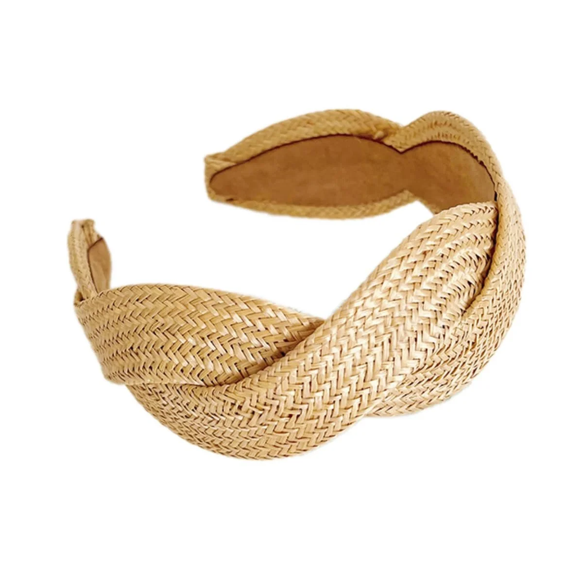 Обруч на голову Широка Модна Солом'яна Бежева, фото №1