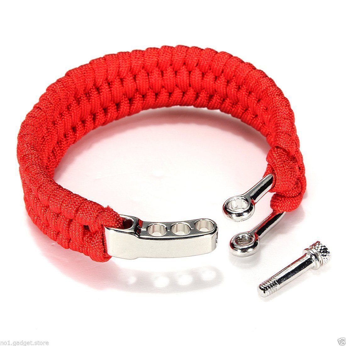 Браслет виживання з паракорду JYtop Dragon Braid з регульованою сріблястою застібкою з нержавіючої сталі, білий, фото №3