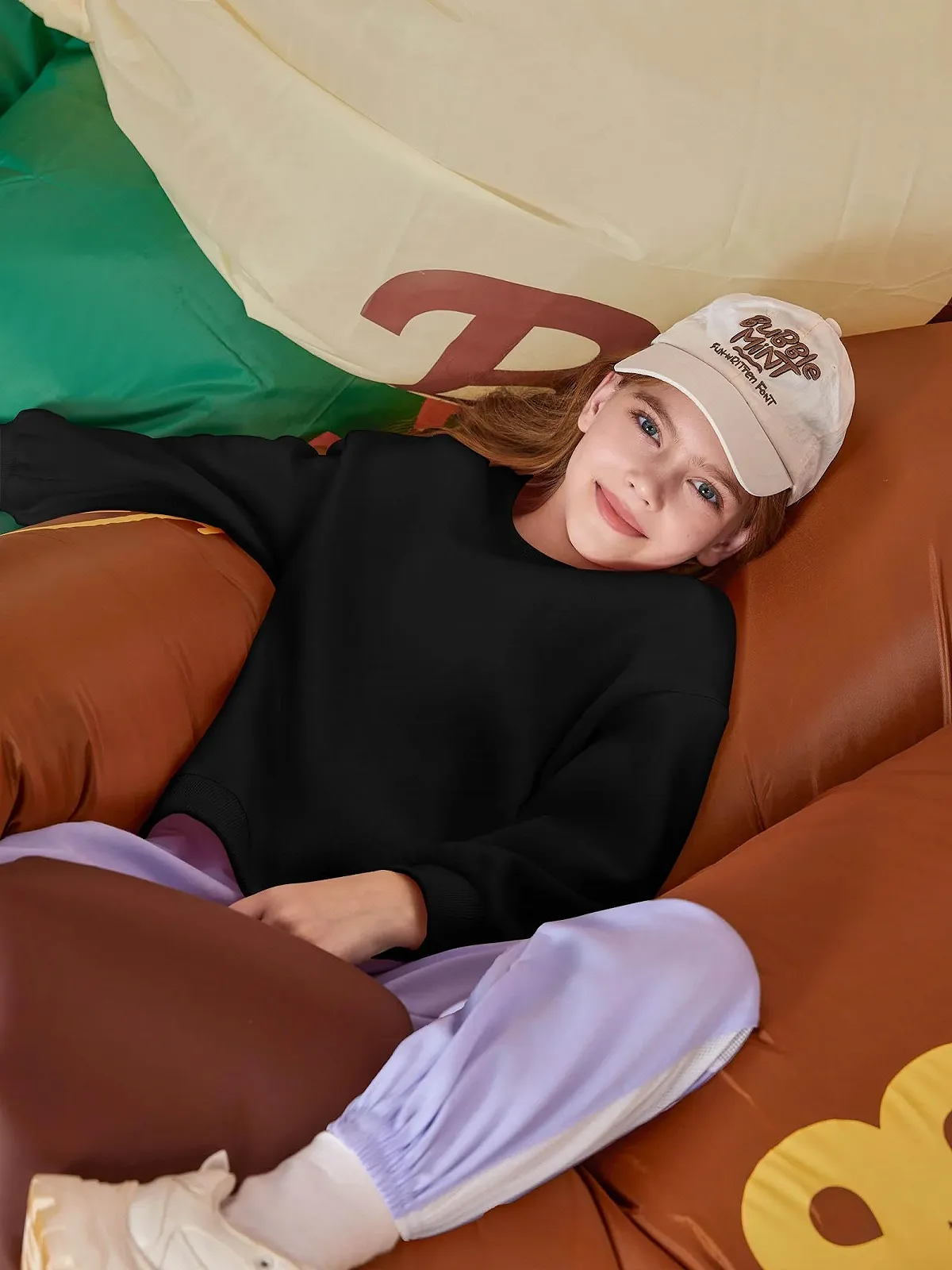 Свитшот Haloumoning для девочек, с круглым вырезом, оверсайз, легкий пуловер, спортивный, с длинными рукавами, однотонный, базовый, для детей 5-14 лет, фото №5 Свитшот Haloumoning для девочек, с круглым вырезом, оверсайз, легкий пуловер, спортивный, с длинными рукавами, однотонный, базовый, для детей 5-14 лет, фото №5