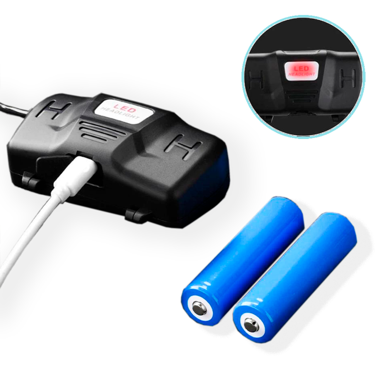 Сильний налобний світлодіод BL-A7 P50 АКБ 18650 х 2 шт zoom ЗУ micro USB, фото №5