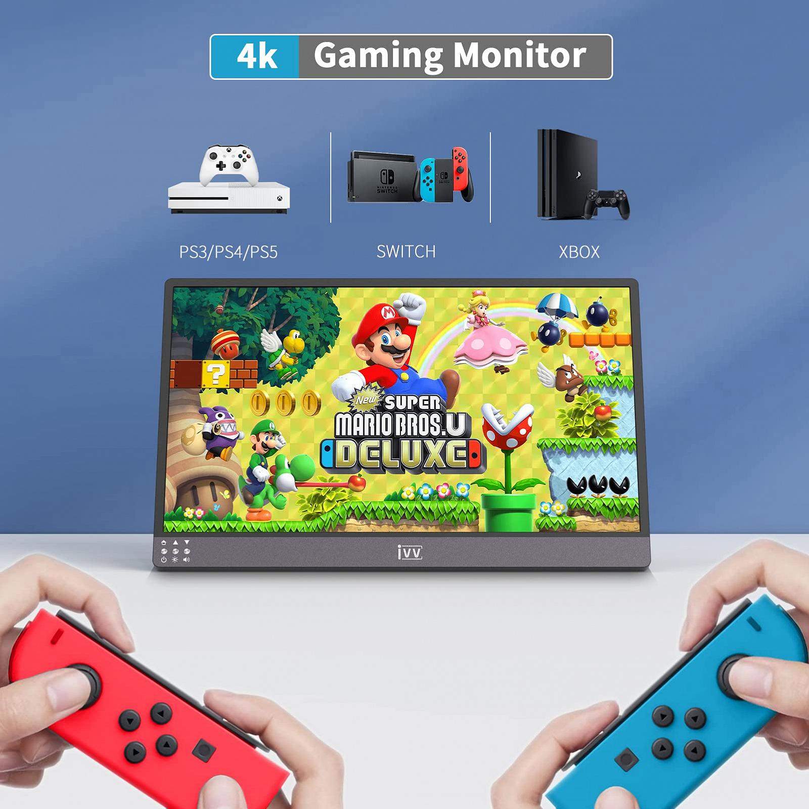 Монітор IVV Portable 4K 13.3 дюйма, IPS екран 3840 x 2160 UHD з HDMI Type-C USB-C з'єднанням, захисний чохол, фото №6