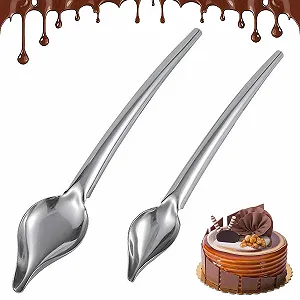 Набор из 2 декоративных ложек из нержавеющей стали с прецизионными наконечниками DIY Кулинарные ложки для рисования Ложки для украшения тарелок Шоколад Торт Десерт - Фото 1
