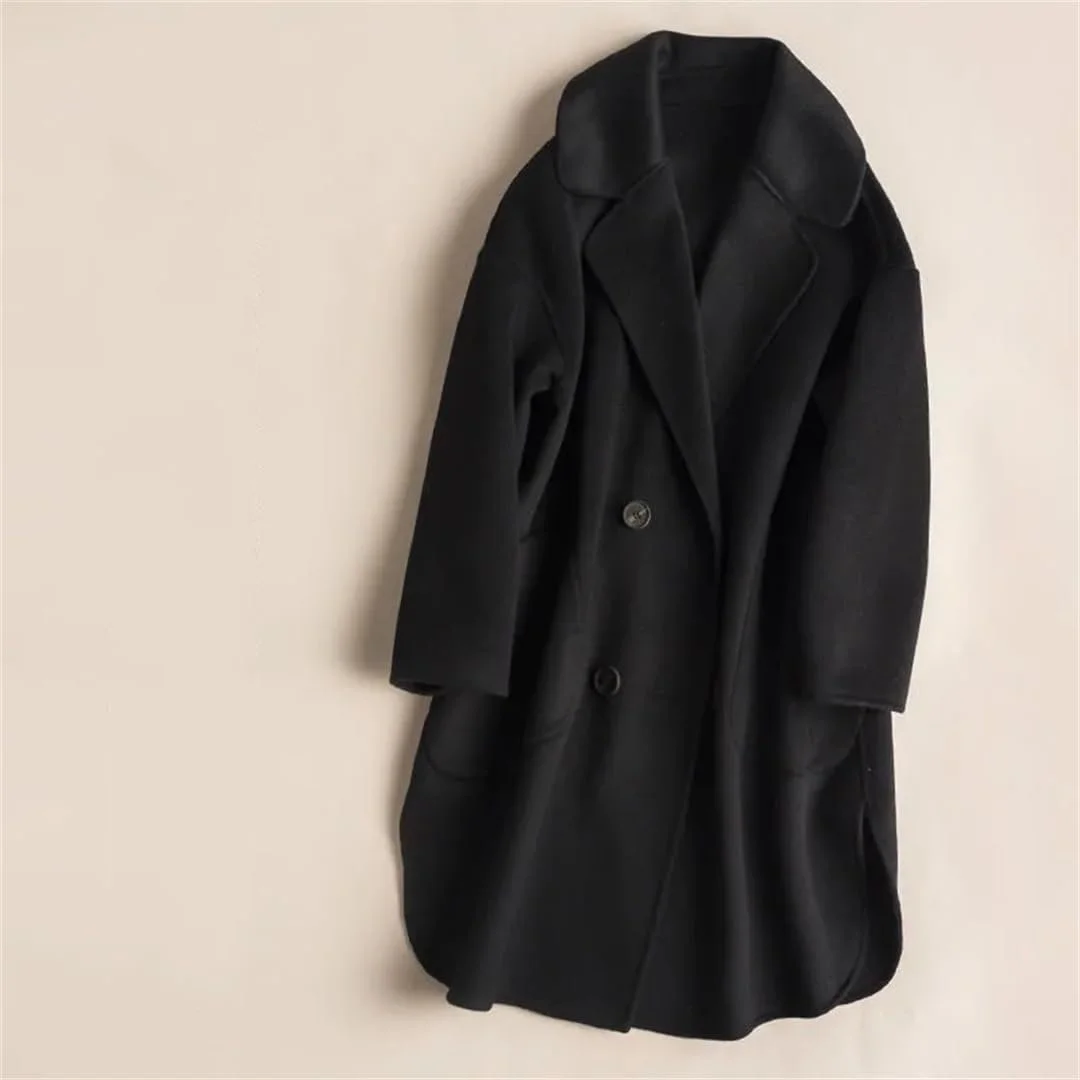 Вовняне пальто Fjnbbiot Осінь-Зима Жіноче Двобортне Тепле, фото №7