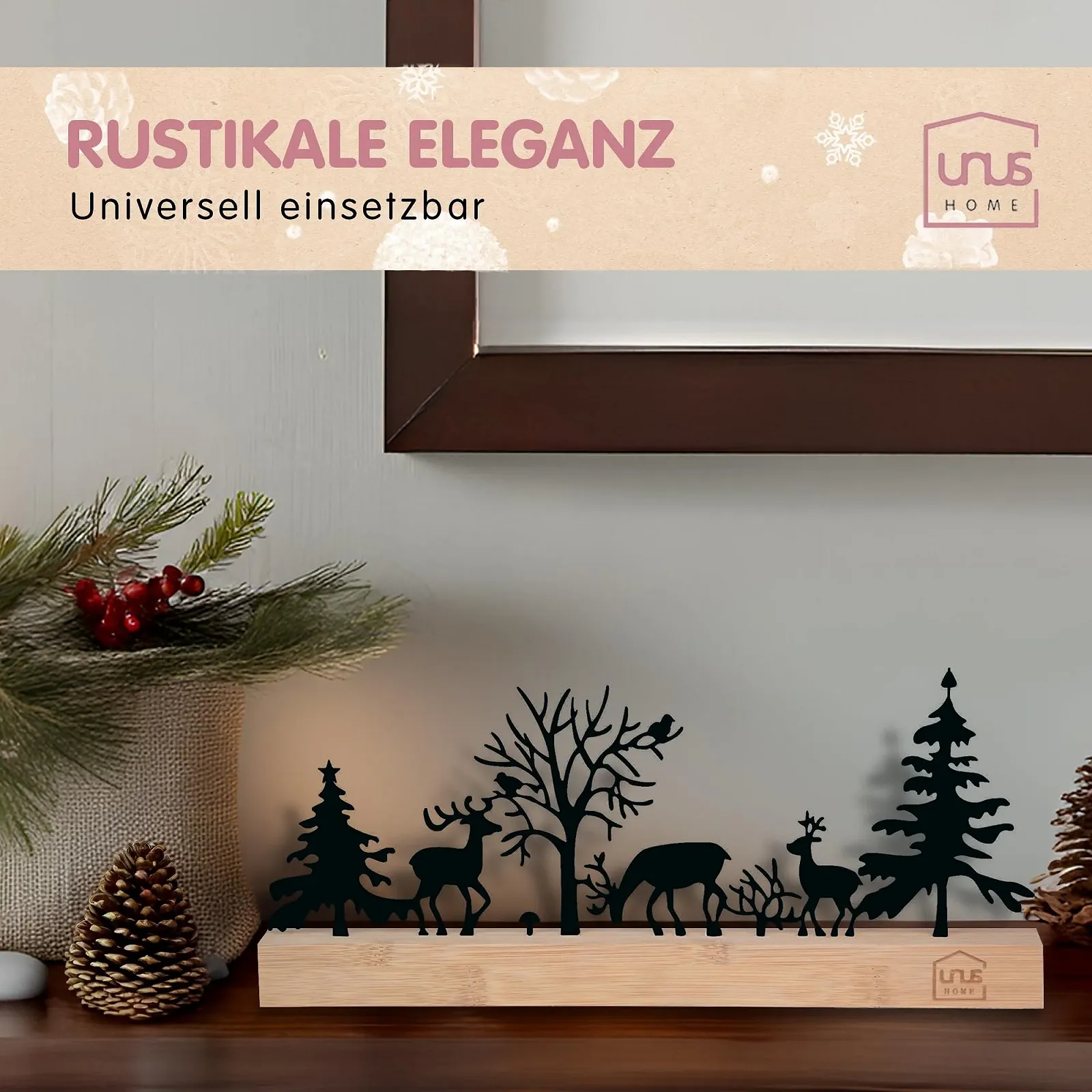 Подставка UNUS Силуэт Лес 3 Оленя Птицы Гриб Черный, фото №6 Подставка UNUS Силуэт Лес 3 Оленя Птицы Гриб Черный, фото №6