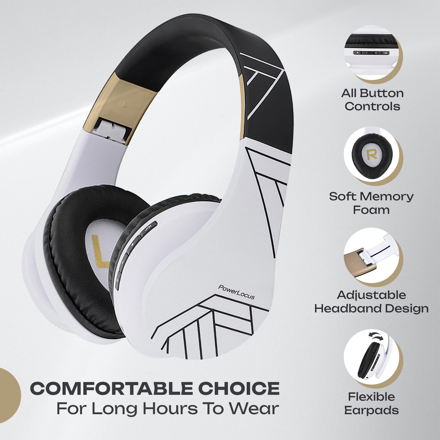 Навушники PowerLocus Bluetooth Over-Ear Wireless Stereo Складні, фото №2