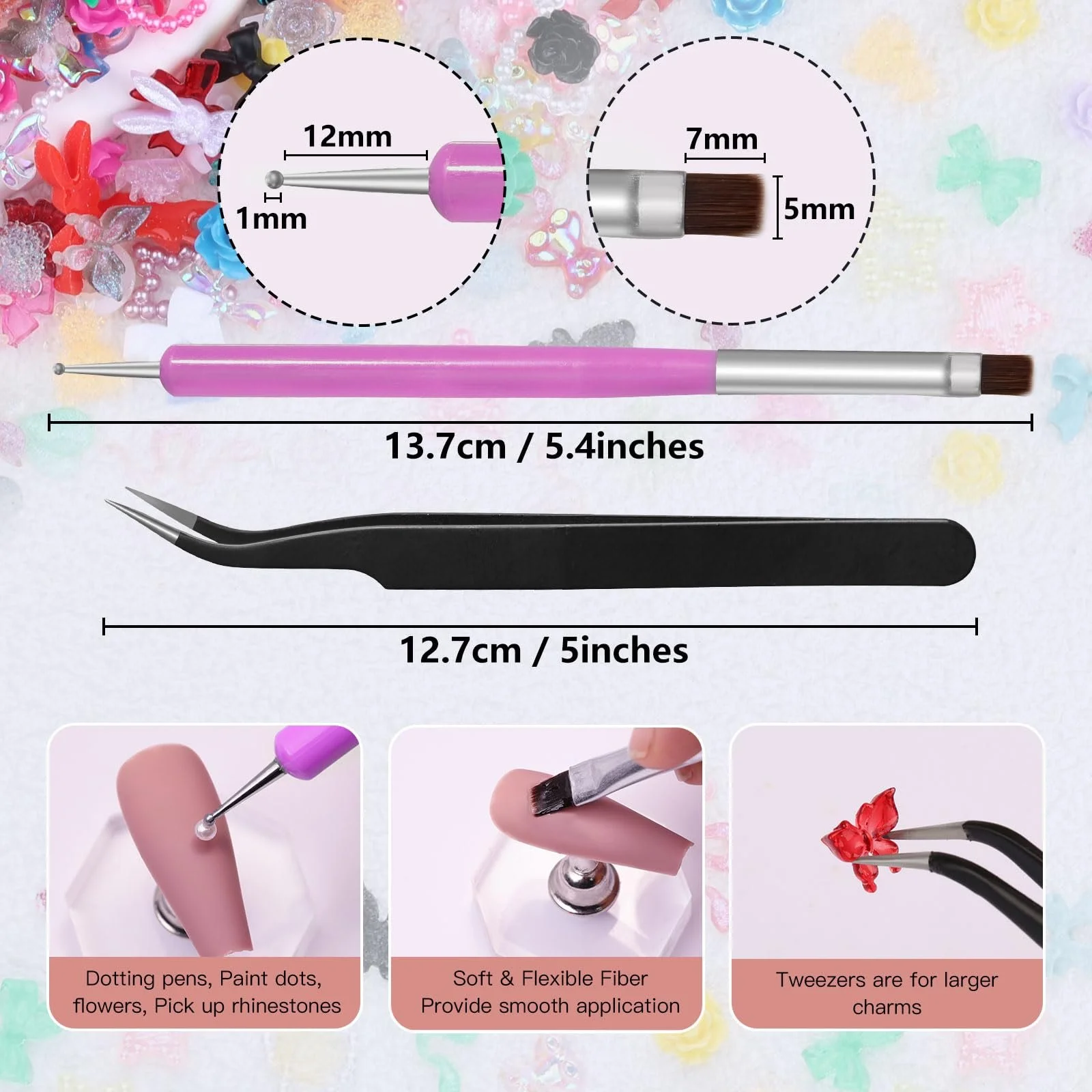 3D Квітка Метелик Бантик Кролик Самоцвіти для нігтів, фото №5