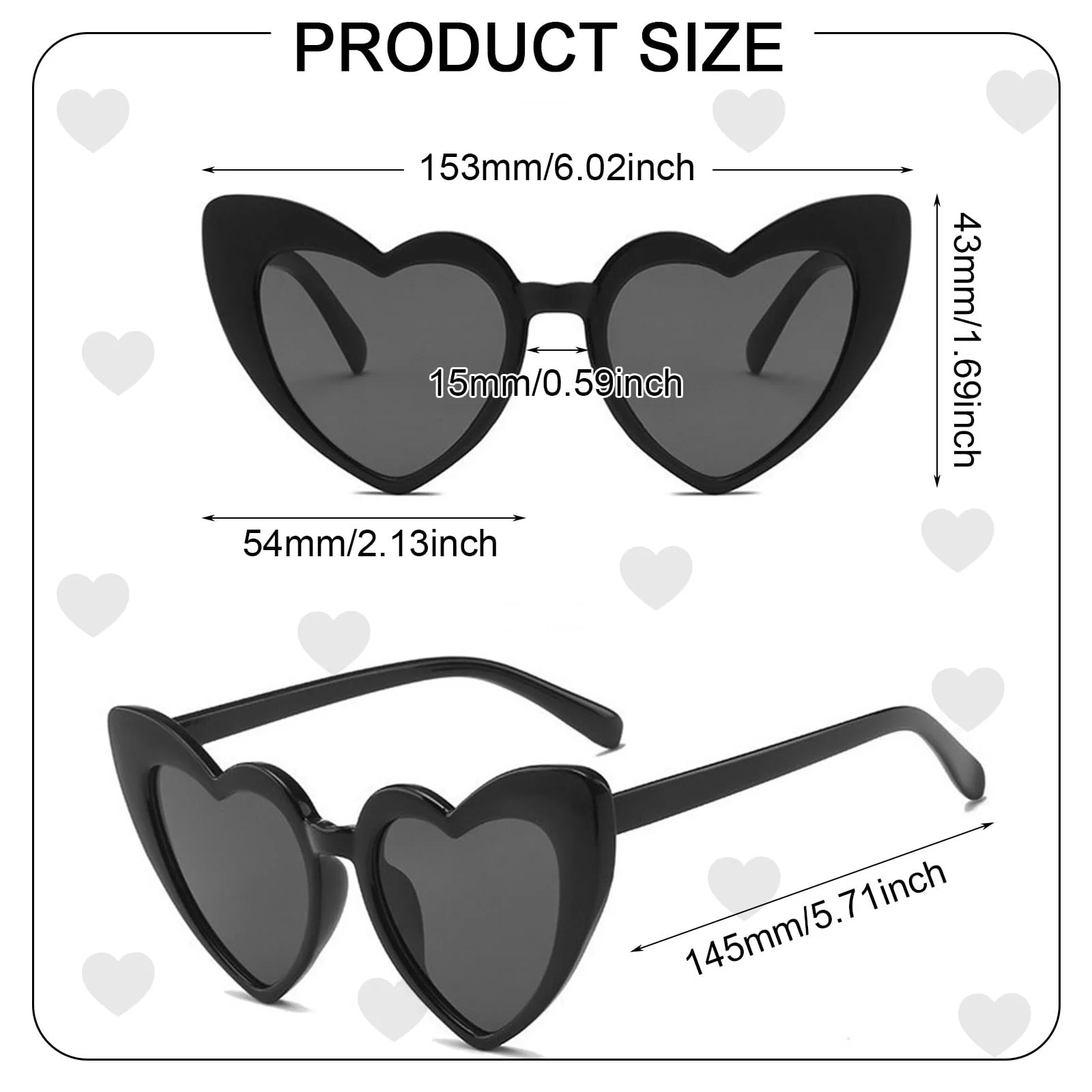 Солнцезащитные Очки Сердце FUIPVGI Черные Винтажные Форма Сердца, фото №2