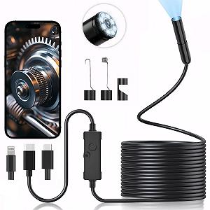 Эндоскоп iewrtcin 1920 HD, гибкий, жесткий, 8 LED, IP67, 5 м - Фото 1
