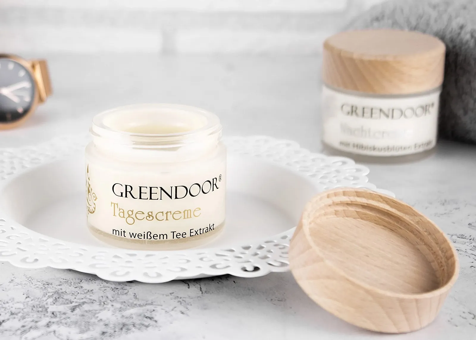 Набір кремів для обличчя GREENDOOR Naturkosmetik Денний з білим чаєм + Нічний з гібіскусом 2 x 50 мл, фото №6