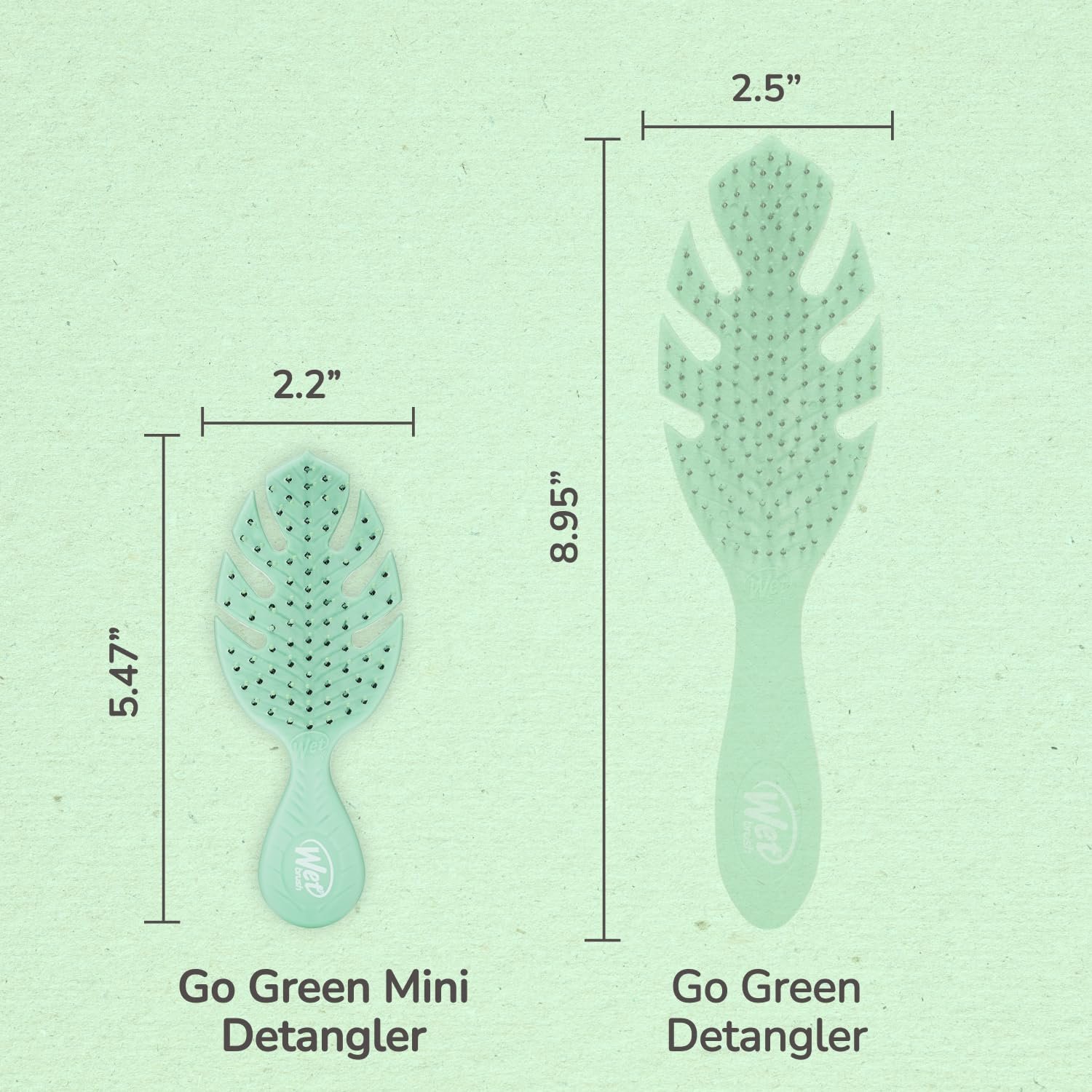 Гребінець Wet Brush Go Green Mini Detangler для волосся, дорожній розмір, ультрам'які щетинки Intelliflex, зелений, фото №7
