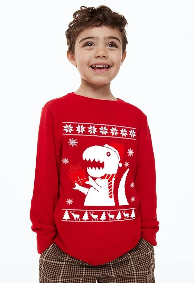 Джемпер Little Hand Динозавр Різдвяний для хлопчиків Теплий Різдвяний, фото №3