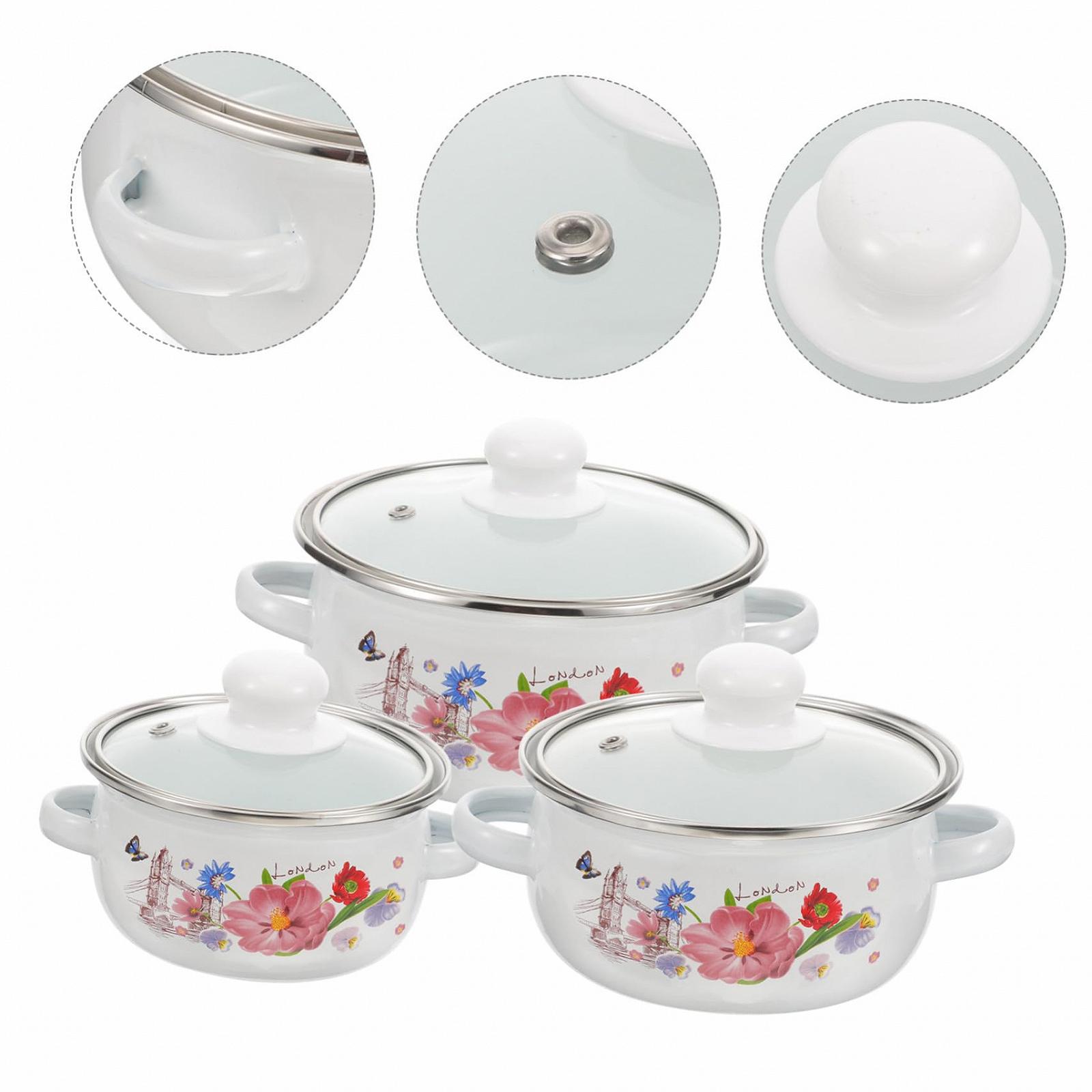 Набор кастрюль LIFKOME 3 шт. Эмалированный Wear-Resistant Tulip, фото №6 Набор кастрюль LIFKOME 3 шт. Эмалированный Wear-Resistant Tulip, фото №6