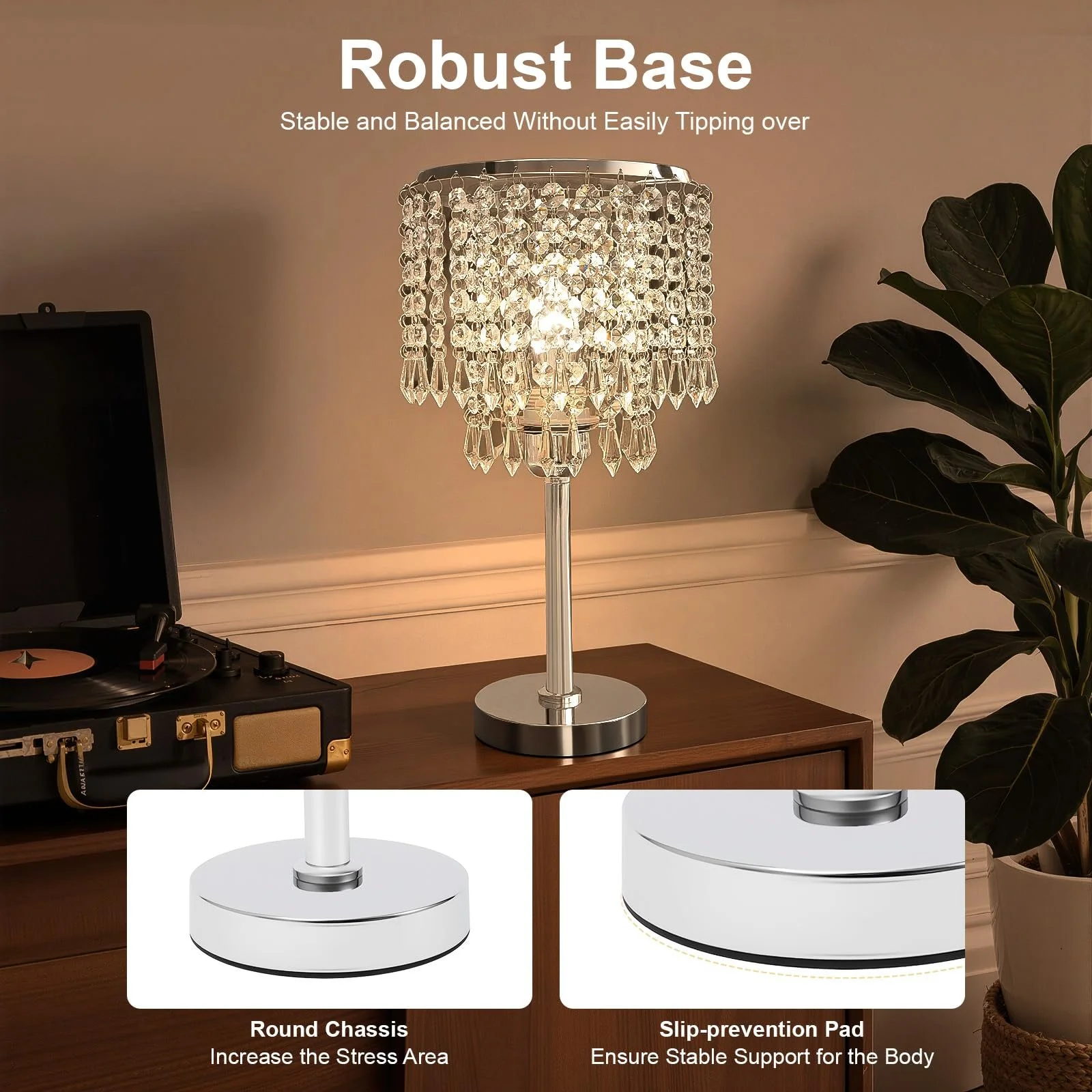 Настольная лампа LED Crystal E27 220 V Silver, фото №8