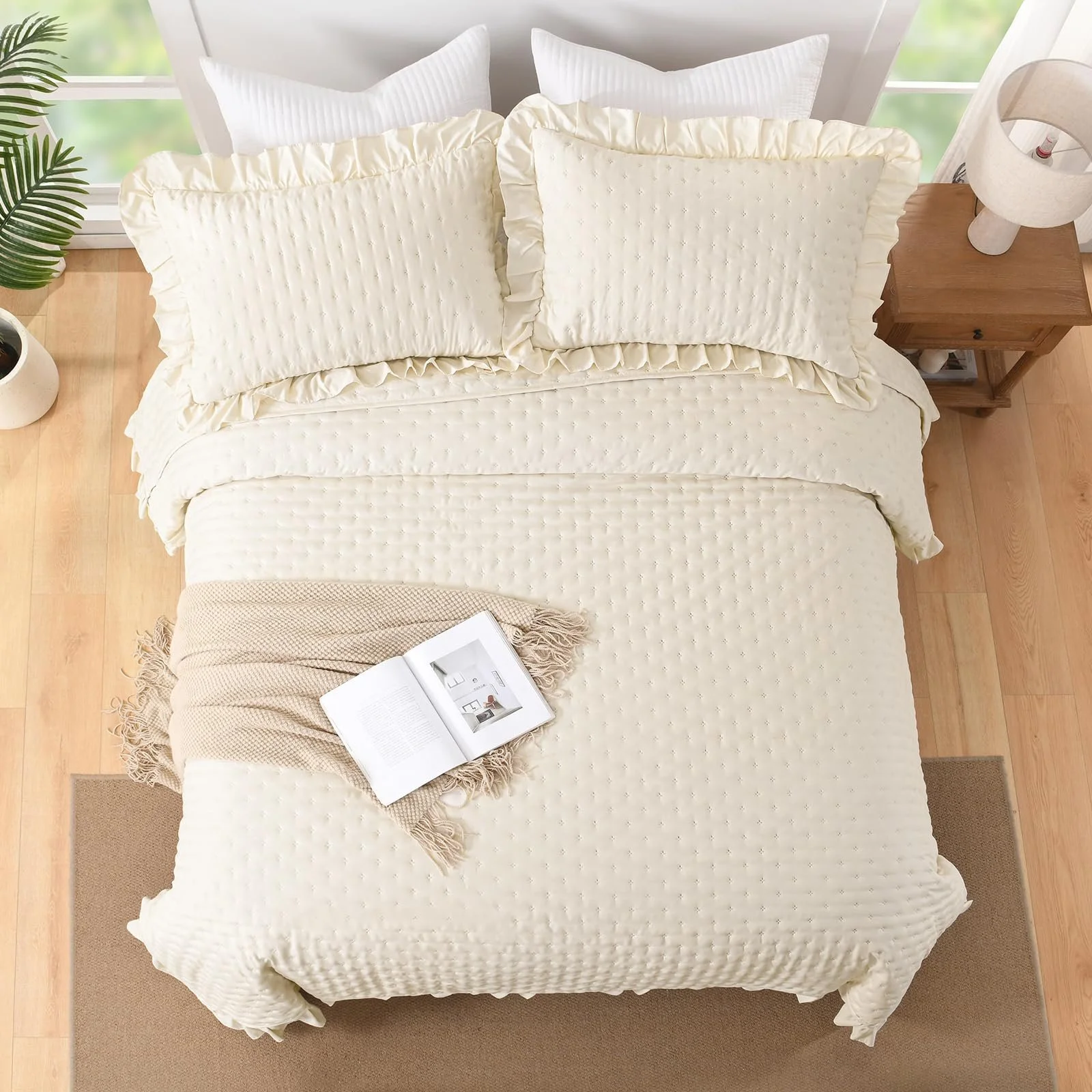 Покривало WONGS BEDDING 220 x 240 см Бежевий з 2 наволочками 50 x 75 см, фото №7