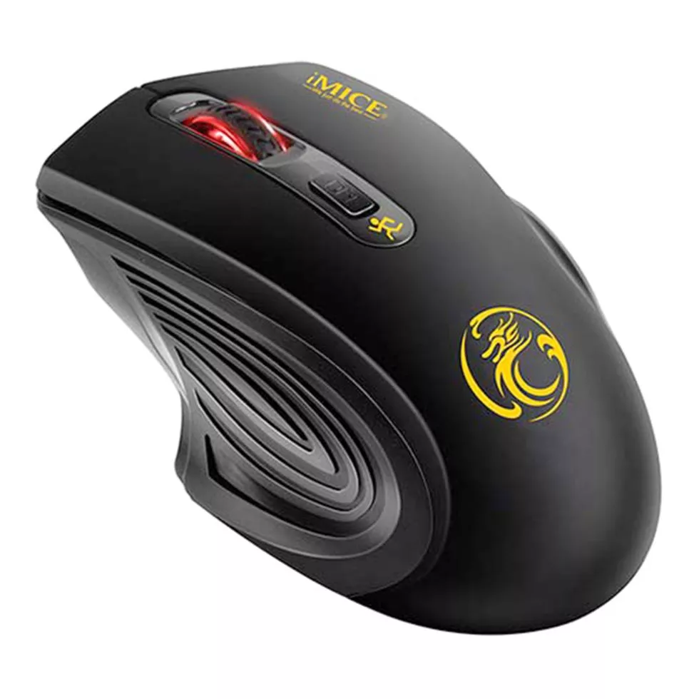 Беспроводная игровая мышь мышка ТИХАЯ 2000dpi iMice G-1800, черная, фото №1
