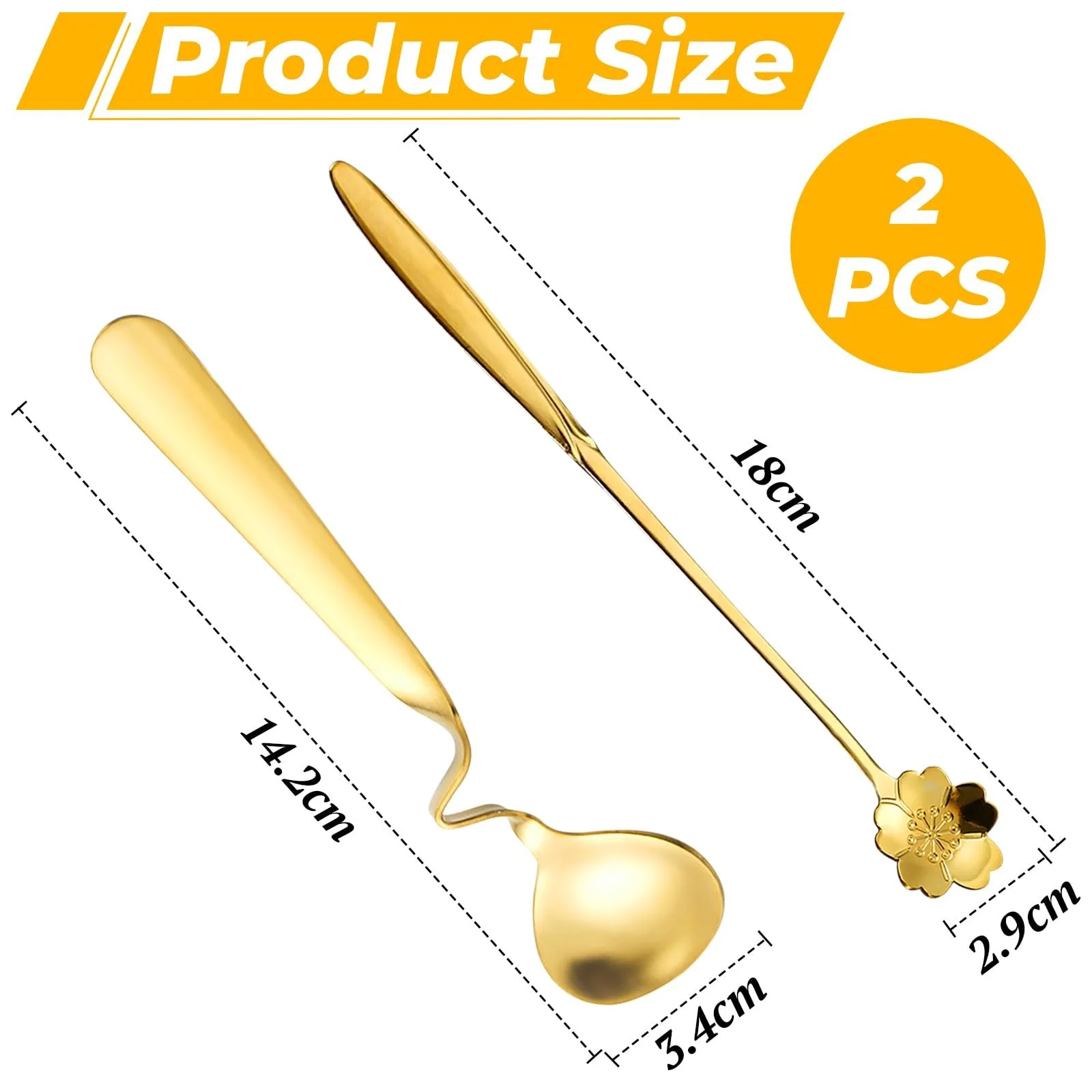 Набір з 2 золотих ложок для джему, фото №2