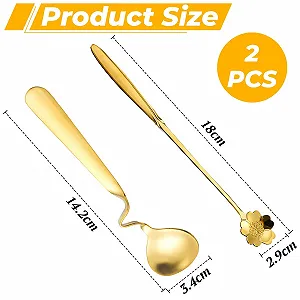 Набор из 2 золотых ложек для джема, кофейные ложки из нержавеющей стали, ложки для джема, подвесные ложки для джема, йогурта, меда, сиропа synthetic.ua - Фото 1