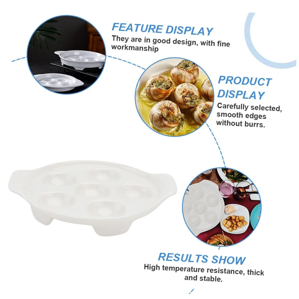 Набор форм для улиток BESPORTBLE Керамические с ручками 2 шт. Термостойкие Белый, фото №4