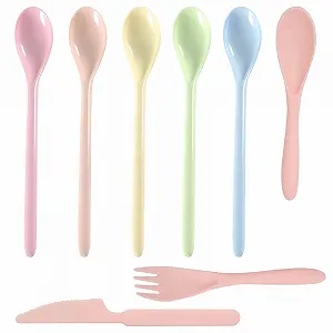 Набор ложек пластиковых 5 шт Разноцветные - Фото 1