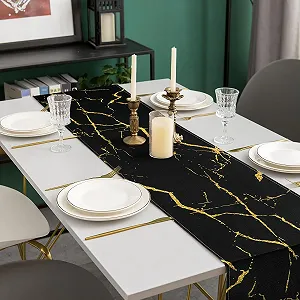 Купити Ранер Modern Autumn Decorativo 40 x 140 см Black Marble Golden Texture Abstract Art Linen - Фото 1 Ранер Modern Autumn Decorativo 40 x 140 см Black Marble Golden Texture Abstract Art Linen - Фото 1