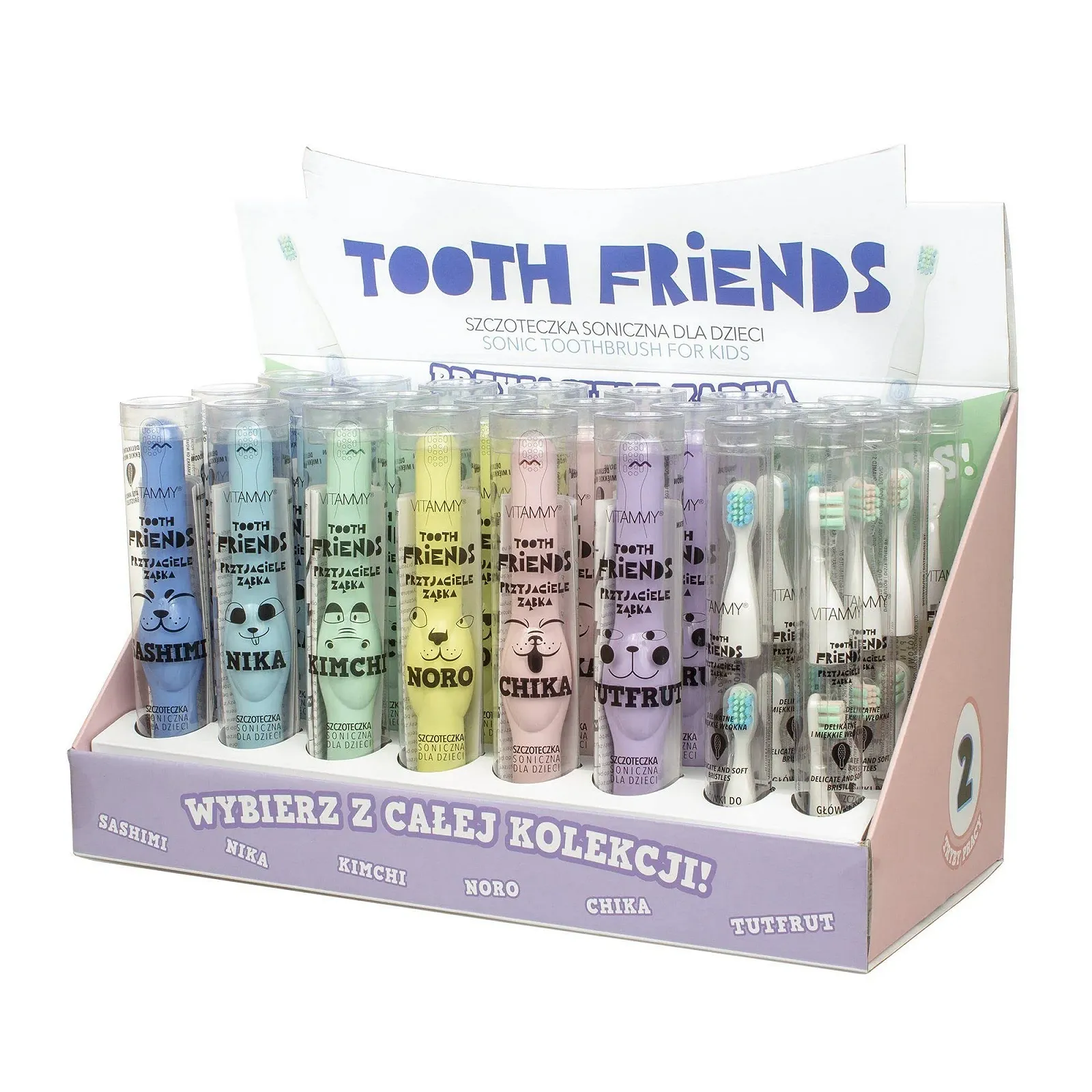 Электрическая звуковая зубная щетка VITAMMY Tooth Friends Chica для детей от 3 лет Розовая, фото №5