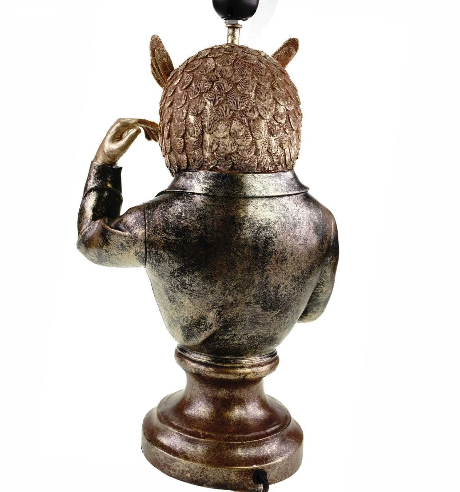 Настільна лампа Kremers Schatzkiste Uhu антикварна 56 см штучний камінь чорний абажур, фото №7