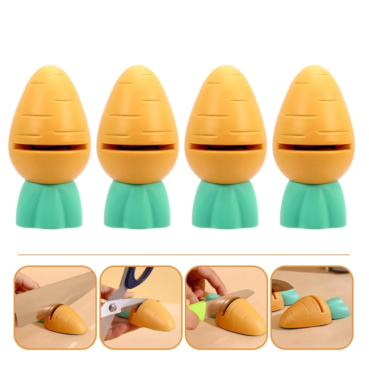 Набор точилок для ножей Cartoon Carrot 4 шт. многофункциональный нековзкий, фото №4