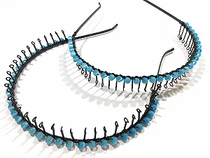 Обруч для волос Металл с закрученными зубцами с аппликацией в виде шариков - Фото 1