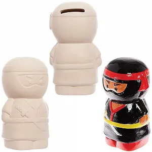 Копилки керамические Baker Ross FX856 Ниндзя набор для росписи 2 шт. - Фото 1