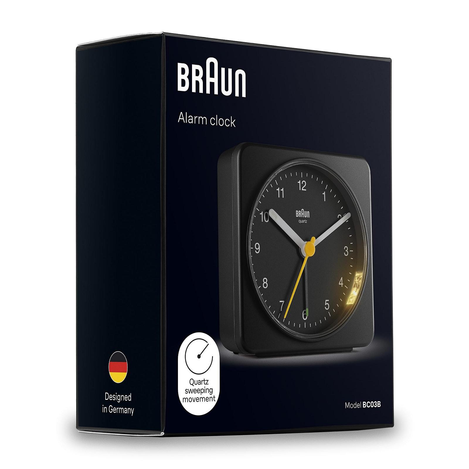 Будильник Аналоговый Braun Classic BC03B с Функцией Откладывания Сигнала и Подсветкой, Тихий Кварцевый Механизм, Нарастающий Сигнал, Черный, фото №8