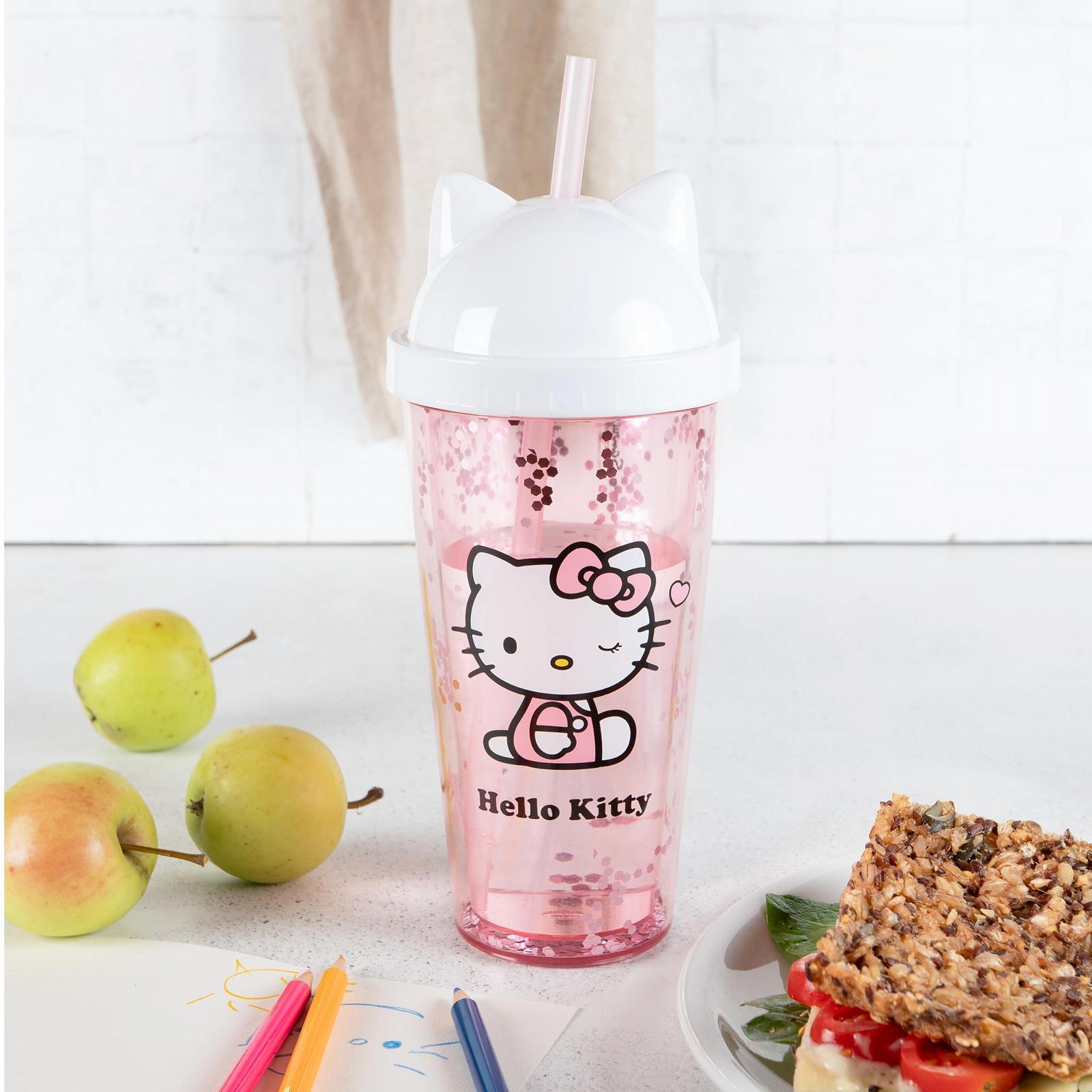 Дитяча чашка з кришкою та соломинкою Hello Kitty 425 мл для холодних напоїв, фото №5