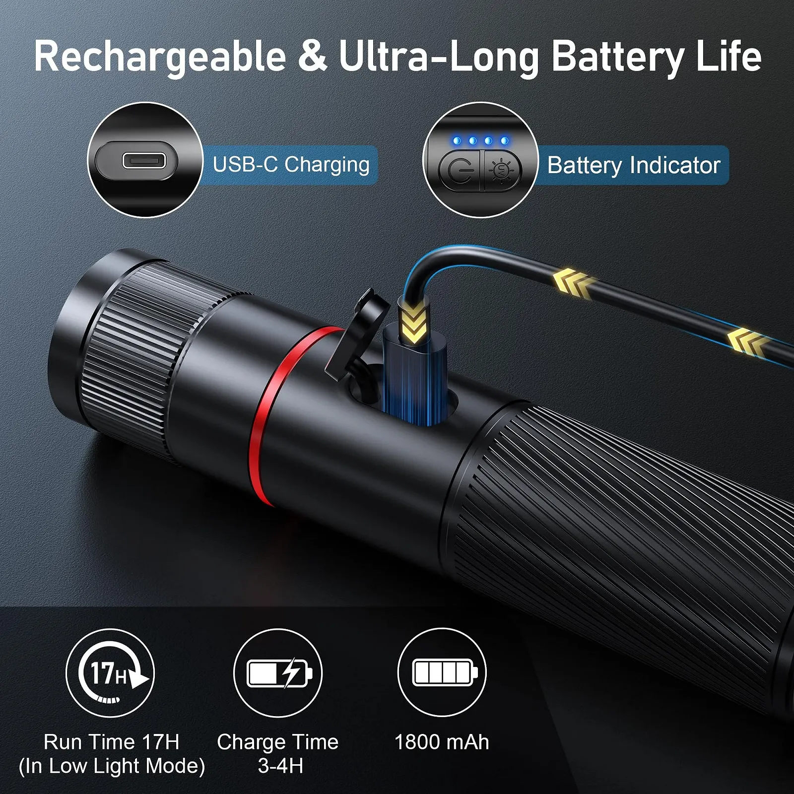 Ліхтар Laitver LED / UV Перезаряджуваний 2000L 6 режимів Zoomable Чорний, фото №7 Ліхтар Laitver LED / UV Перезаряджуваний 2000L 6 режимів Zoomable Чорний, фото №7