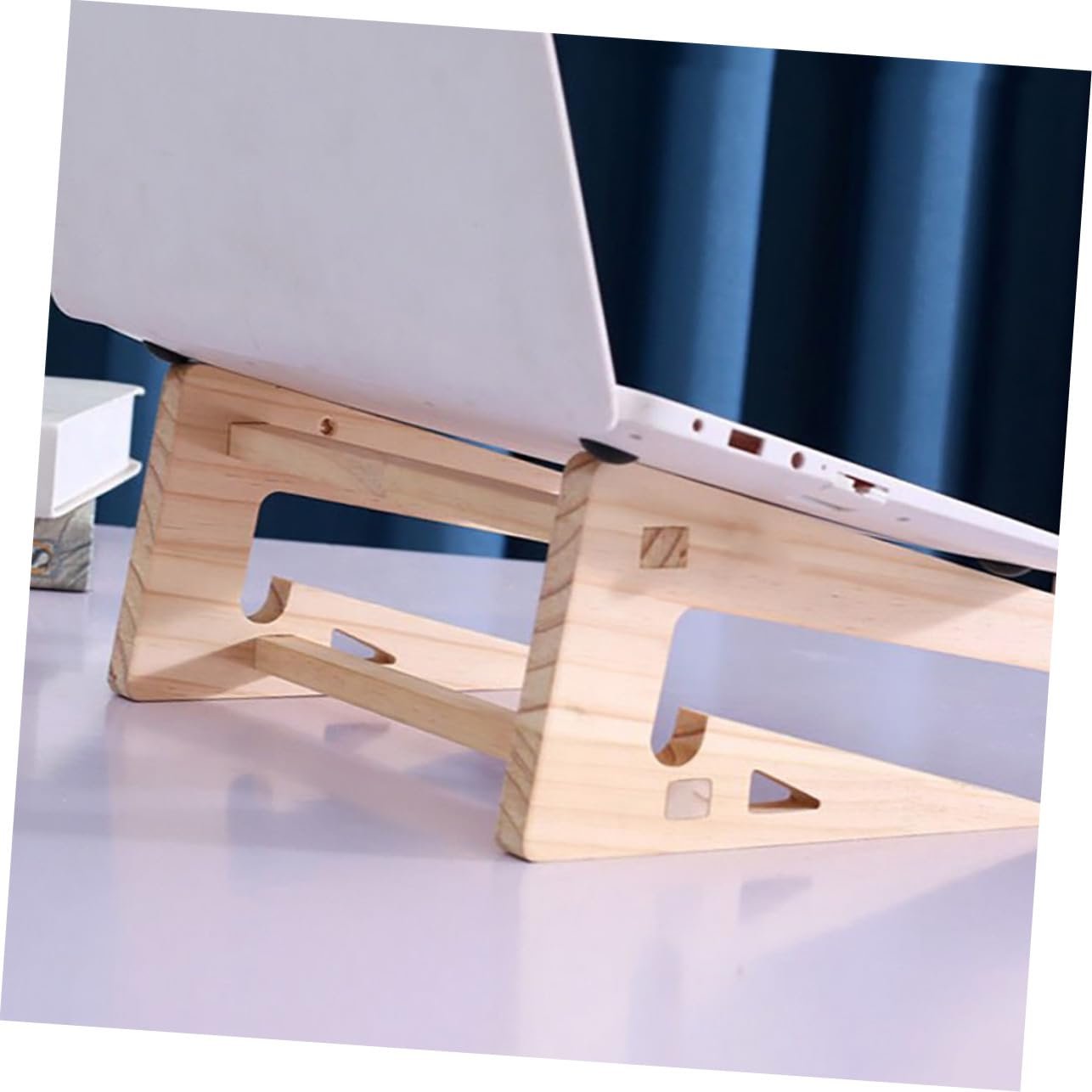 Подставка для ноутбука SEWACC Деревянная Эргономичная Для поднятия компьютера Настольная деревянная подставка для ноутбука Нескользящая и стабильная, фото №4 Подставка для ноутбука SEWACC Деревянная Эргономичная Для поднятия компьютера Настольная деревянная подставка для ноутбука Нескользящая и стабильная, фото №4