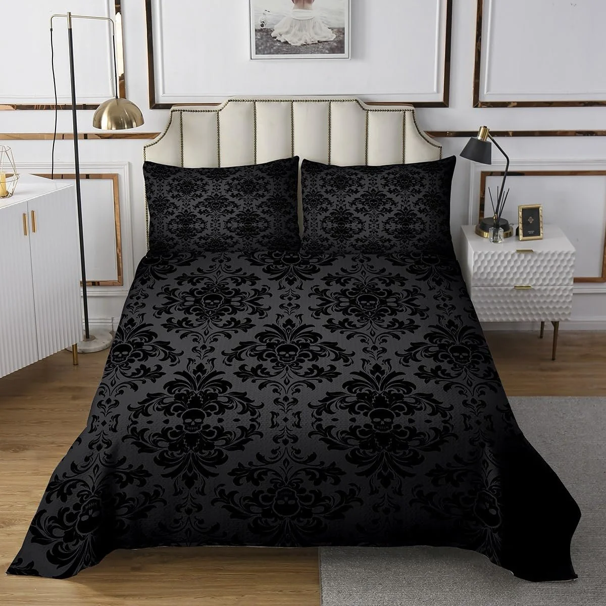 Покривало Homemissing Дамаск Чорний 240 x 260 см Вінтажний, фото №2