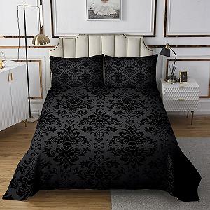 Покрывало Homemissing Дамаск Черный 240 x 260 см Винтажный Цветочный для Мальчиков Девочек Античный Викторианский Барокко Готический Костяной Скелет synthetic.ua - Фото 1