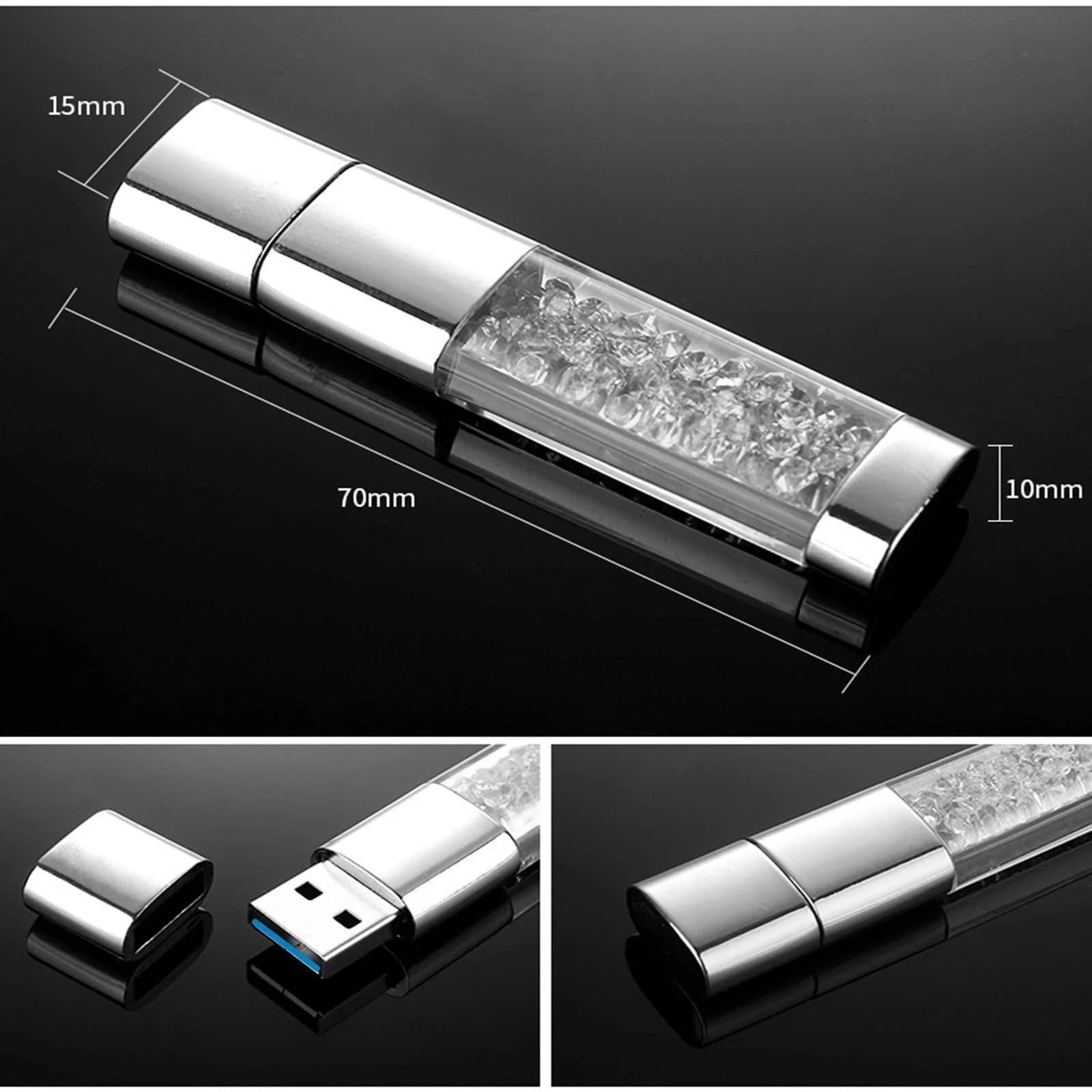 USB 3.0 Flash Drive Jewelry Crystal Rhinestone Waterproof Shockproof Transparent, фото №8 USB 3.0 Flash Drive Jewelry Crystal Rhinestone Waterproof Shockproof Transparent, фото №8